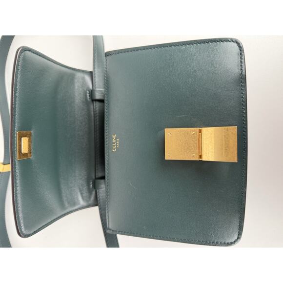 Celine Classic Box Medium Dark Green Leather Women's Shoulder Bag - Picture 14 of 16
